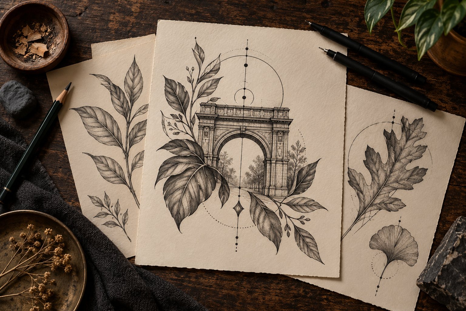 Tattoo sketch and design planning workspace